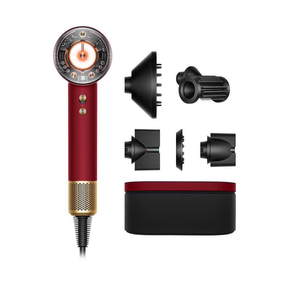 Фен для волосся Dyson Supersonic HD16 Nural Straight+Wavy (червоний оксамит/золото)